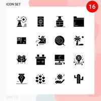 16 User Interface Solid Glyph Pack of modern Signs and Symbols of australia multimedia world folder vehicles Editable Vector Design Elements