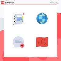 4 Creative Icons Modern Signs and Symbols of book delete diary internet message Editable Vector Design Elements