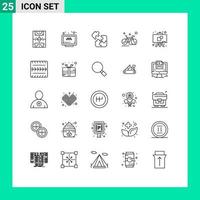 Group of 25 Modern Lines Set for race cycling website cycle solution Editable Vector Design Elements