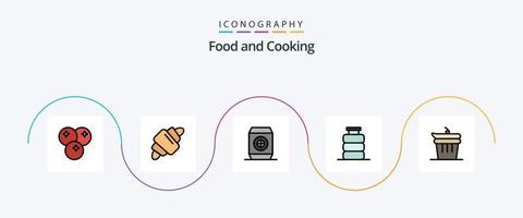 paquete de iconos de 5 planos llenos de línea de comida que incluye listo. alimento. bebida. bebida. desayuno vector