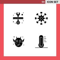 Modern Set of 4 Solid Glyphs Pictograph of repair angry scale collaboration frankenstein Editable Vector Design Elements