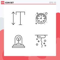 Set of 4 Commercial Filledline Flat Colors pack for font plant clock business corkscrew Editable Vector Design Elements