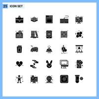 25 User Interface Solid Glyph Pack of modern Signs and Symbols of awareness online hardware graph ecommerce Editable Vector Design Elements