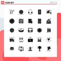25 User Interface Solid Glyph Pack of modern Signs and Symbols of image target medicine mobile application application Editable Vector Design Elements