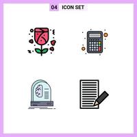 Pack of 4 creative Filledline Flat Colors of gift future apps interface machine Editable Vector Design Elements