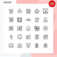 conjunto de 25 iconos de interfaz de usuario modernos signos de símbolos para elementos de diseño vectorial editables de video de hidrante de llamada de agua de aplicación vector