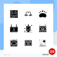 Pictogram Set of 9 Simple Solid Glyphs of urinal electricity education ecology battery Editable Vector Design Elements