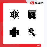 Universal Icon Symbols Group of Modern Solid Glyphs of analytics print web security search Editable Vector Design Elements