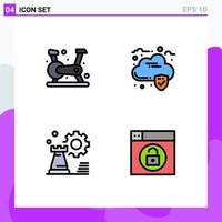 4 Universal Filledline Flat Colors Set for Web and Mobile Applications cycling chess gym security config Editable Vector Design Elements