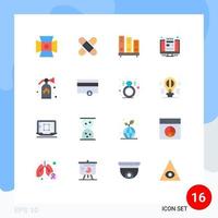 Pictogram Set of 16 Simple Flat Colors of news computer medical shelves reading Editable Pack of Creative Vector Design Elements