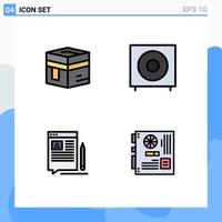 Universal Icon Symbols Group of 4 Modern Filledline Flat Colors of hajj subwoofer mecca devices write Editable Vector Design Elements