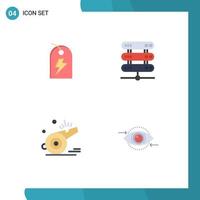 Group of 4 Modern Flat Icons Set for tag coach energy network soccer Editable Vector Design Elements