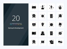 20 Startup And Develepment Solid Glyph icon for presentation vector