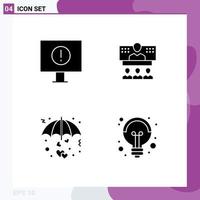 User Interface Pack of 4 Basic Solid Glyphs of computer heart conference connection protect Editable Vector Design Elements