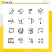 Pack of 16 Modern Outlines Signs and Symbols for Web Print Media such as air holiday cognitive fireworks celebration Editable Vector Design Elements
