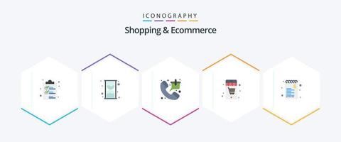 compras y comercio electrónico 25 paquete de iconos planos que incluye comercio. compras. compras. en línea. venta vector