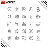 Set of 25 Vector Lines on Grid for smart management hobby knowledge fridge Editable Vector Design Elements