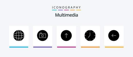 Multimedia Glyph 5 Icon Pack Including back. media player. arrow. media. web. Creative Icons Design vector