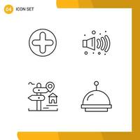 4 User Interface Line Pack of modern Signs and Symbols of plus board medical pollution home Editable Vector Design Elements