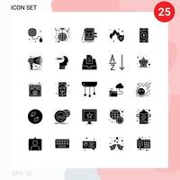 Group of 25 Modern Solid Glyphs Set for mobile application application accounting service fire Editable Vector Design Elements