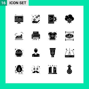 Set of 16 Modern UI Icons Symbols Signs for confidential high design train data Editable Vector Design Elements