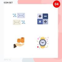 Editable Vector Line Pack of 4 Simple Flat Icons of address care letter calculator economy Editable Vector Design Elements