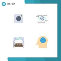 Modern Set of 4 Flat Icons Pictograph of camera home social focus window Editable Vector Design Elements