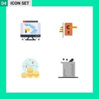 Editable Vector Line Pack of 4 Simple Flat Icons of computer investment lock keyhole time Editable Vector Design Elements