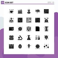 Pack of 25 creative Solid Glyphs of wallet fashion nature accessories rocks Editable Vector Design Elements