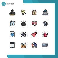 16 iconos creativos signos y símbolos modernos de lista holograma de presentación de hojas de café elementos de diseño de vectores creativos editables