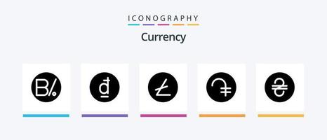 paquete de iconos de glifo de moneda 5 que incluye moneda. dram vietnam cadena de bloques. diseño de iconos creativos vector