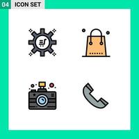 4 iconos creativos, signos y símbolos modernos de automatización de marketing, cámara, tecnología de marketing, medios de eventos, elementos de diseño vectorial editables vector