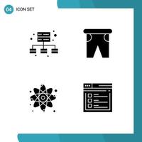 4 Universal Solid Glyph Signs Symbols of business particle beach swimming physics Editable Vector Design Elements