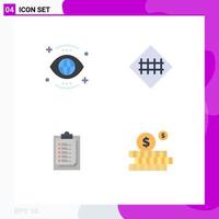 Universal Icon Symbols Group of 4 Modern Flat Icons of eye road symbols view fence sign report card Editable Vector Design Elements