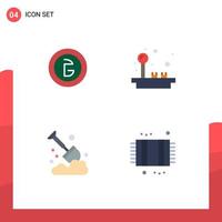 Pack of 4 creative Flat Icons of bangladesh agriculture finance fun farming Editable Vector Design Elements
