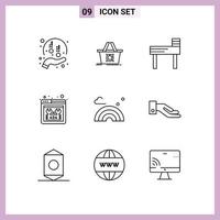 Modern Set of 9 Outlines and symbols such as rainbow repair shopping website error Editable Vector Design Elements