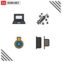 Pictogram Set of 4 Simple Filledline Flat Colors of computers flask hardware medical experiment Editable Vector Design Elements