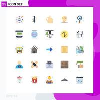 Set of 25 Modern UI Icons Symbols Signs for growth mind interview lock brain Editable Vector Design Elements