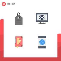 4 Flat Icon concept for Websites Mobile and Apps finance codex tag science declaration Editable Vector Design Elements