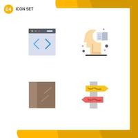 Pack of 4 Modern Flat Icons Signs and Symbols for Web Print Media such as content drug website hemisphere navigation Editable Vector Design Elements