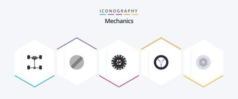 Mecánica 25 paquete de iconos planos que incluye . rueda. . tuerca vector