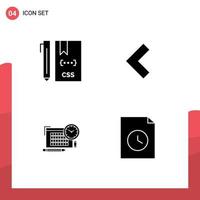 Set of 4 Modern UI Icons Symbols Signs for code file develop back focus Editable Vector Design Elements