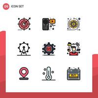 9 User Interface Filledline Flat Color Pack of modern Signs and Symbols of sign leisure recorder holiday return Editable Vector Design Elements