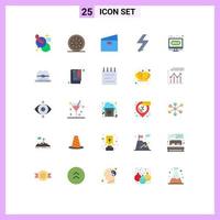 Pack of 25 Modern Flat Colors Signs and Symbols for Web Print Media such as auction flash thanksgiving camera pay Editable Vector Design Elements