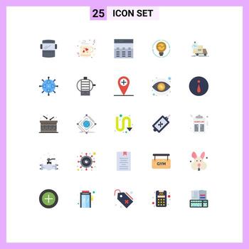 Stock Vector Icon Pack of 25 Line Signs and Symbols for light idea header generation bulb Editable Vector Design Elements