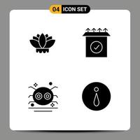 4 User Interface Solid Glyph Pack of modern Signs and Symbols of flower spider product halloween circle Editable Vector Design Elements