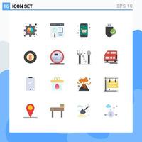 Modern Set of 16 Flat Colors Pictograph of hardware connected search computers cart Editable Pack of Creative Vector Design Elements