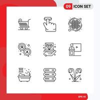 Stock Vector Icon Pack of 9 Line Signs and Symbols for hand business ireland survey qa Editable Vector Design Elements