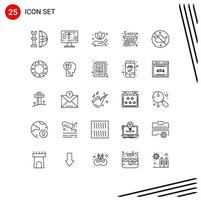 Pack of 25 Modern Lines Signs and Symbols for Web Print Media such as sky shopping basket graphics shopping basket Editable Vector Design Elements