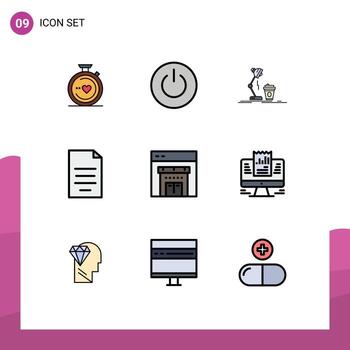 Set of 9 Modern UI Icons Symbols Signs for finance dollar user document lamp Editable Vector Design Elements